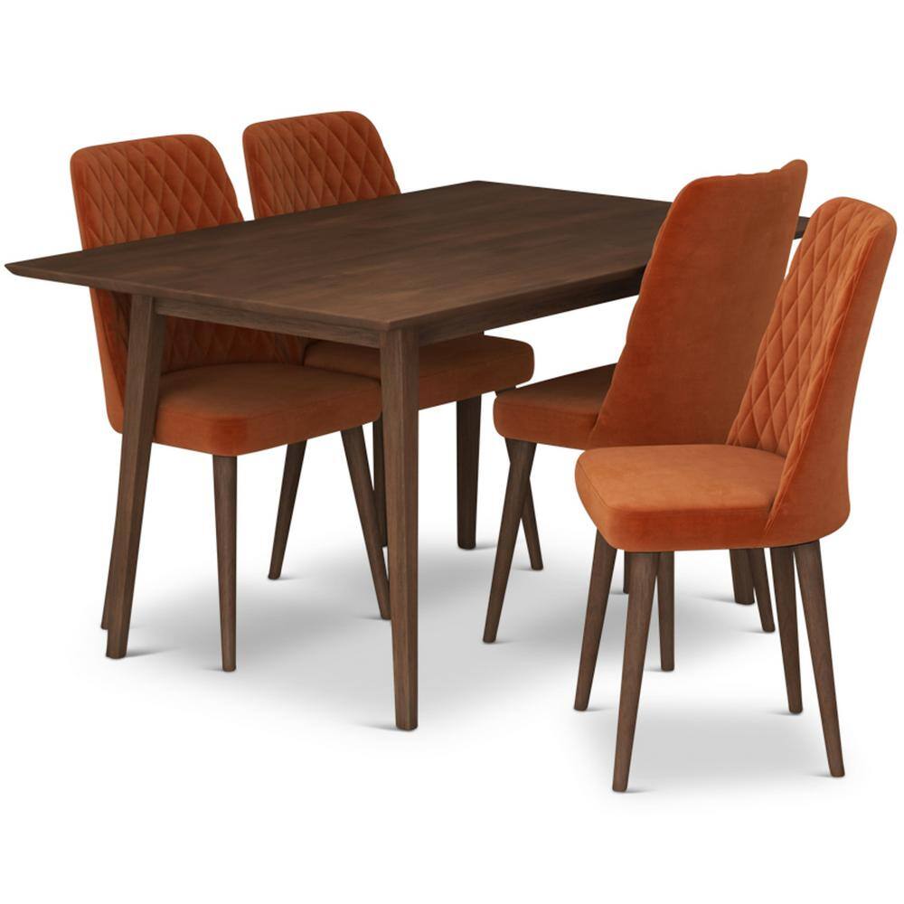 Ashcroft Furniture Co Allison 5 Piece Mid Century Rectangular Walnut ashcroft-furniture-co-allison-5-piece-mid-century-rectangular-walnut