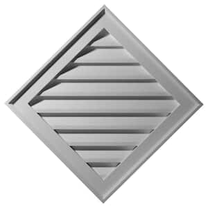 34 in. x 34 in. Diamond Primed Polyurethane Paintable Gable Louver Vent Functional