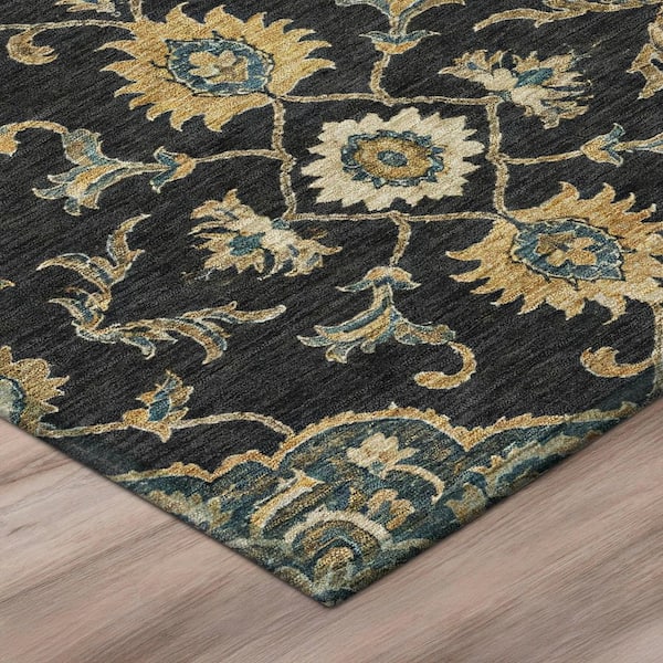 Chantille Machine Washable Indoor/Outdoor Abstract ACN3077 Black 10 ft. x 14 ft. Area Rug