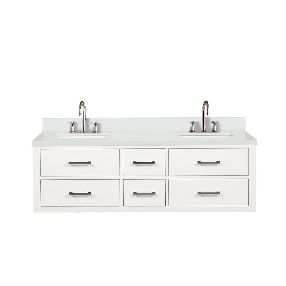 Sherman 60 in W x 22 in D White Double Bath Vanity with Cultured Marble Top, and Faucet Set price history on PriceWatchPro