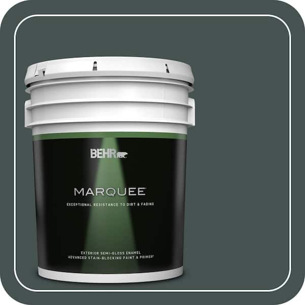 BEHR MARQUEE 5 gal. #MQ6-44 Black Evergreen Semi-Gloss Enamel Exterior Paint & Primer