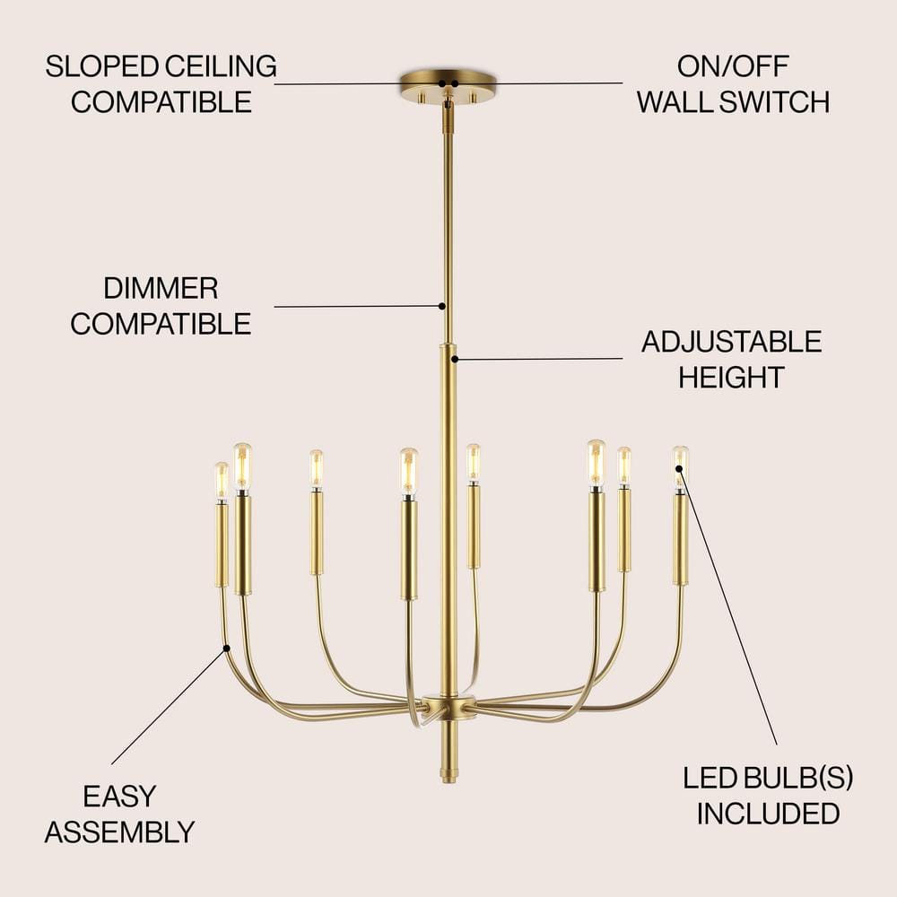 Amoros Mid-Century Transitional 27.25" Gold Satin Antler LED Chandelier