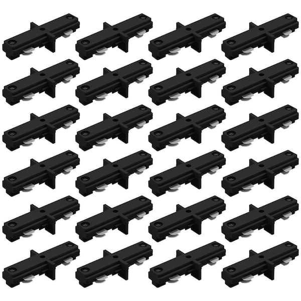 H Track Lighting Mini Straight Connector, 120V Single-Circuit, Dead End Power Distribution Component, Black 24 Pack