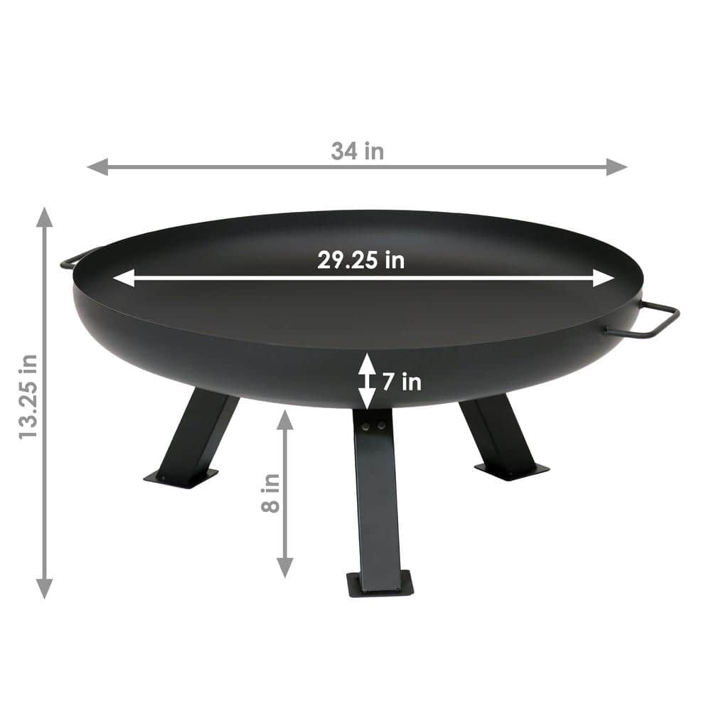 Rustic Black Steel Tripod Fire Pit Table with PVC Cover