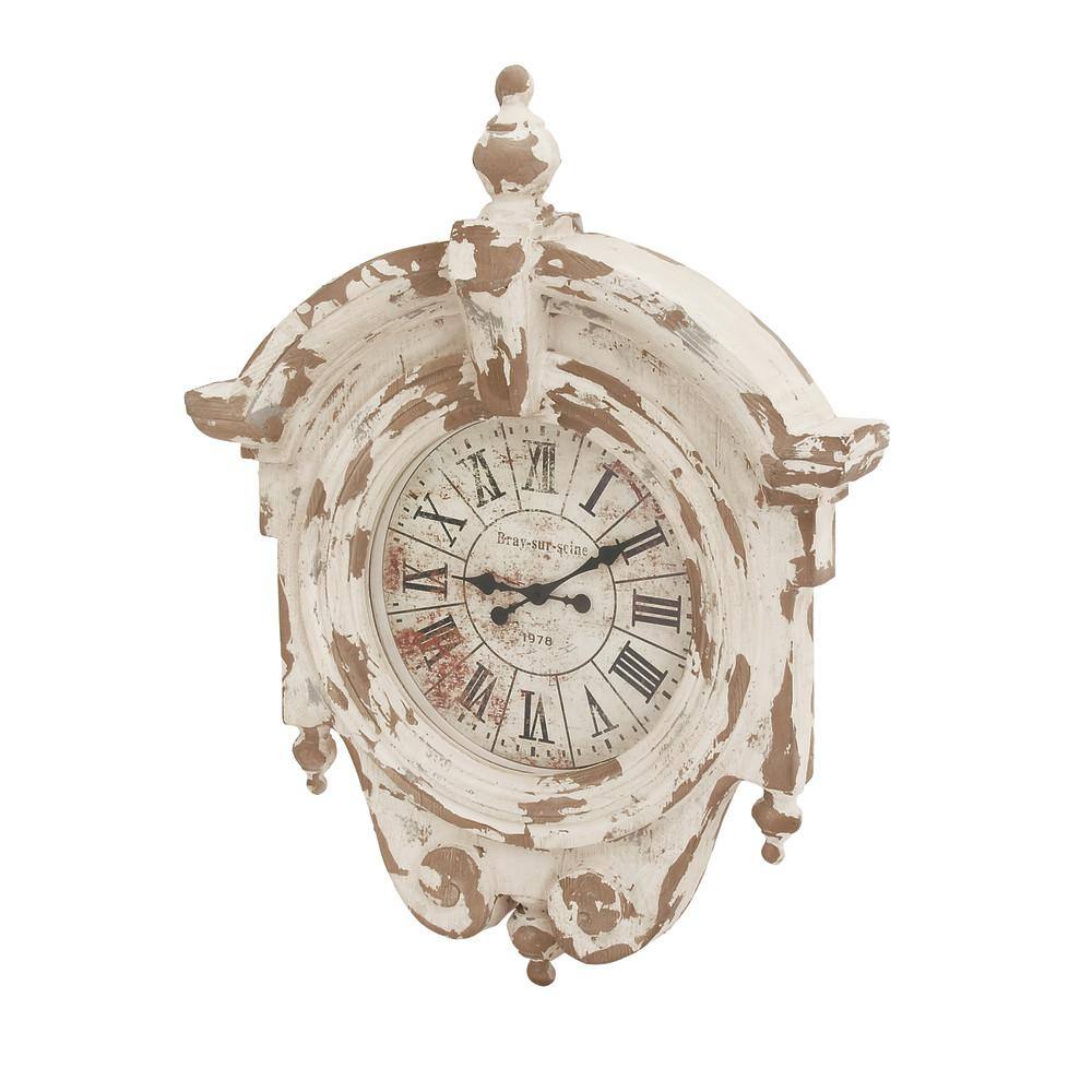 Vintage Brown and White Distressed Fiberglass Wall Clock