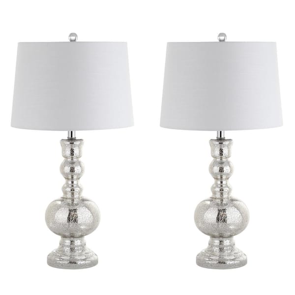 Genie 28.5 in. Mercury Silver Glass Table Lamp (Set of 2)