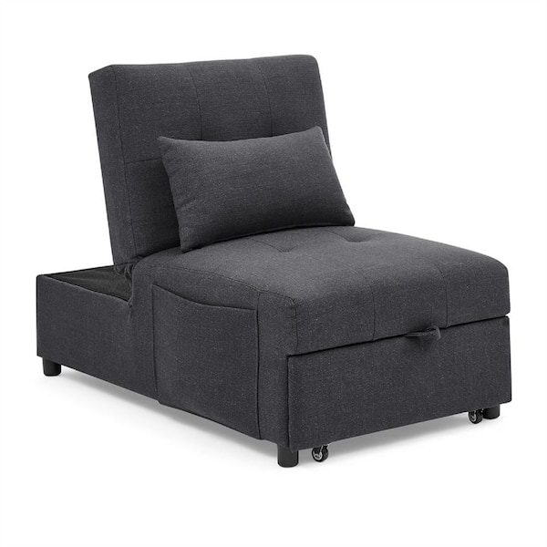 ARTFUL LIVING DESIGN Manel 26"Wide Charcoal Convertible Chair with Plastic Legs