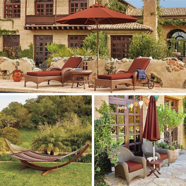 Montlake FadeSafe Water-Resistant 25 x 25 x 5 Inch (seat), 25 x 22 x 4 Inch (back) Patio Cushion Set, Heather Henna