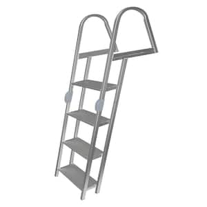 4-Step 16-in. Wide Aluminum Angled Boat Dock Ladder with Tapered Steps for Seawalls and Stationary Dock Systems