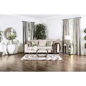 Zavid 3-Piece 50 in. Clear and Silver Rectangle Glass Coffee Table Set
