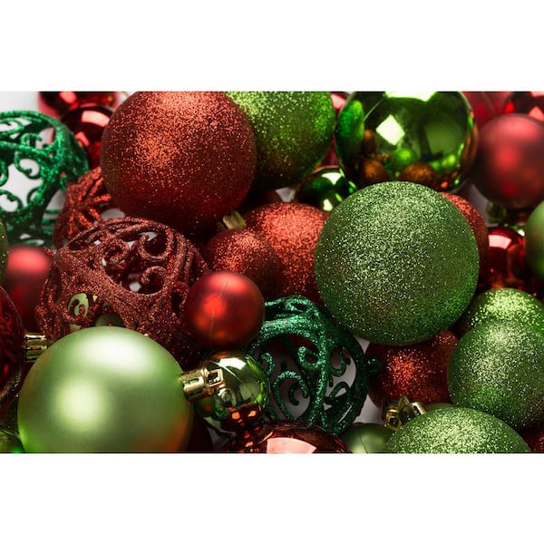 R N' D Toys 100 Shatterproof Christmas Ornaments - Christmas Ornaments For Christmas Tree - Decorative Ball -Red and Green