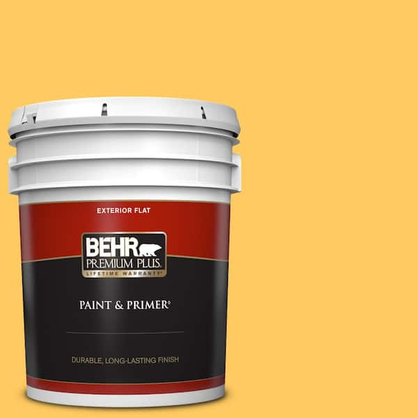 BEHR PREMIUM PLUS 5 gal. #P260-6 Smiley Face Flat Exterior Paint & Primer