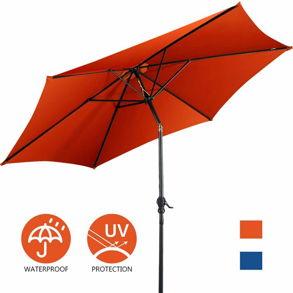 9 ft. Aluminum Market Crank and Tilt Patio Umbrella with Fade Resistant and
