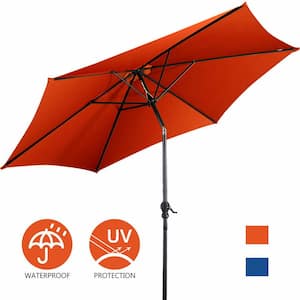 9 ft. Aluminum Market Crank and Tilt Patio Umbrella with Fade Resistant and UV Resistant in Orange