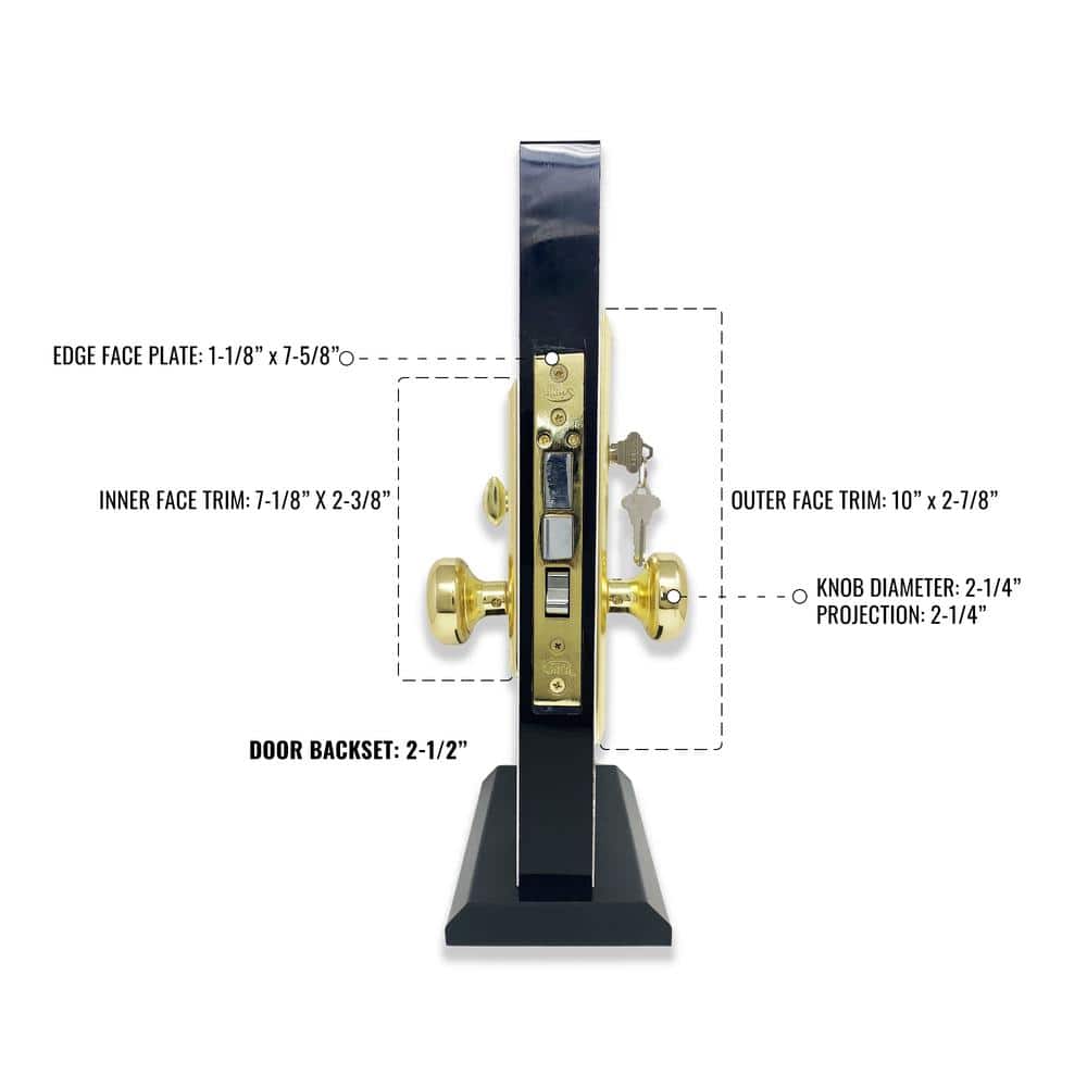 Brass Right-Handed Mortise Entry Door Knob Set