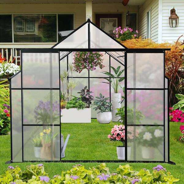 Boosicavelly 94.50 in. W x 73.75 in. D x 89.50 in. H Outdoor Walk-in Aluminum Black Greenhouse