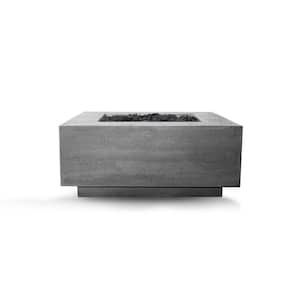 Mission 42 in. W x 16 in. H Outdoor Square Cement Liquid Propane Fire Pit Kit Bowl in Pewter with 27 lbs. Lava Rock