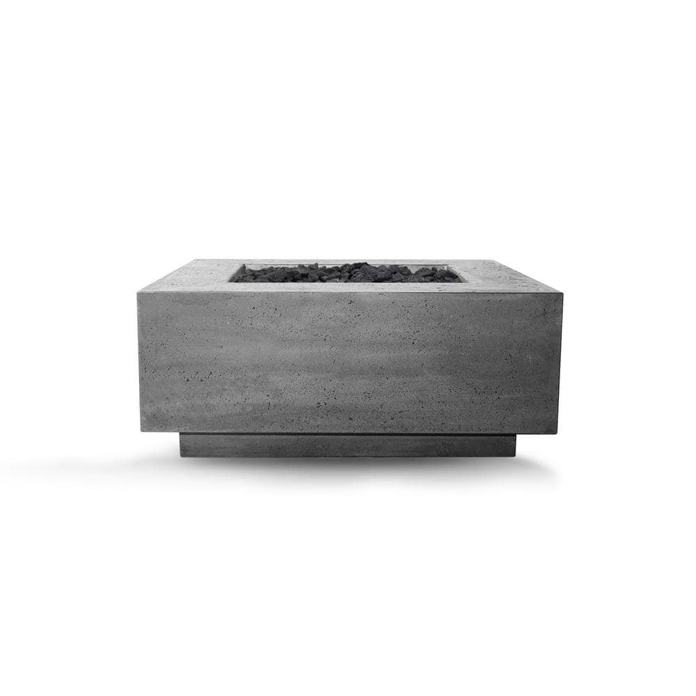 Natco Mission 42 in. W x 16 in. H Outdoor Square Cement Natural Gas Fire Pit Kit Bowl in Pewter