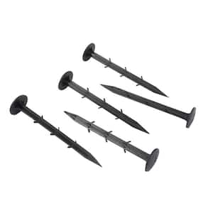 8 in. H Black Plastic Garden Stakes Landscape Staples Sturdy Weedmat Pins for Weed Barrier (100-Pack)