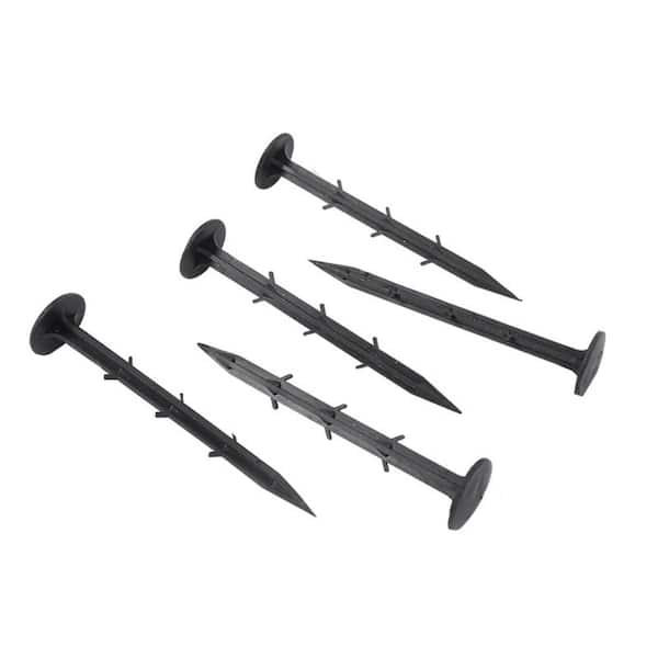 Agfabric 8 in. H Black Plastic Garden Stakes Landscape Staples Sturdy Weedmat Pins for Weed Barrier (100-Pack)
