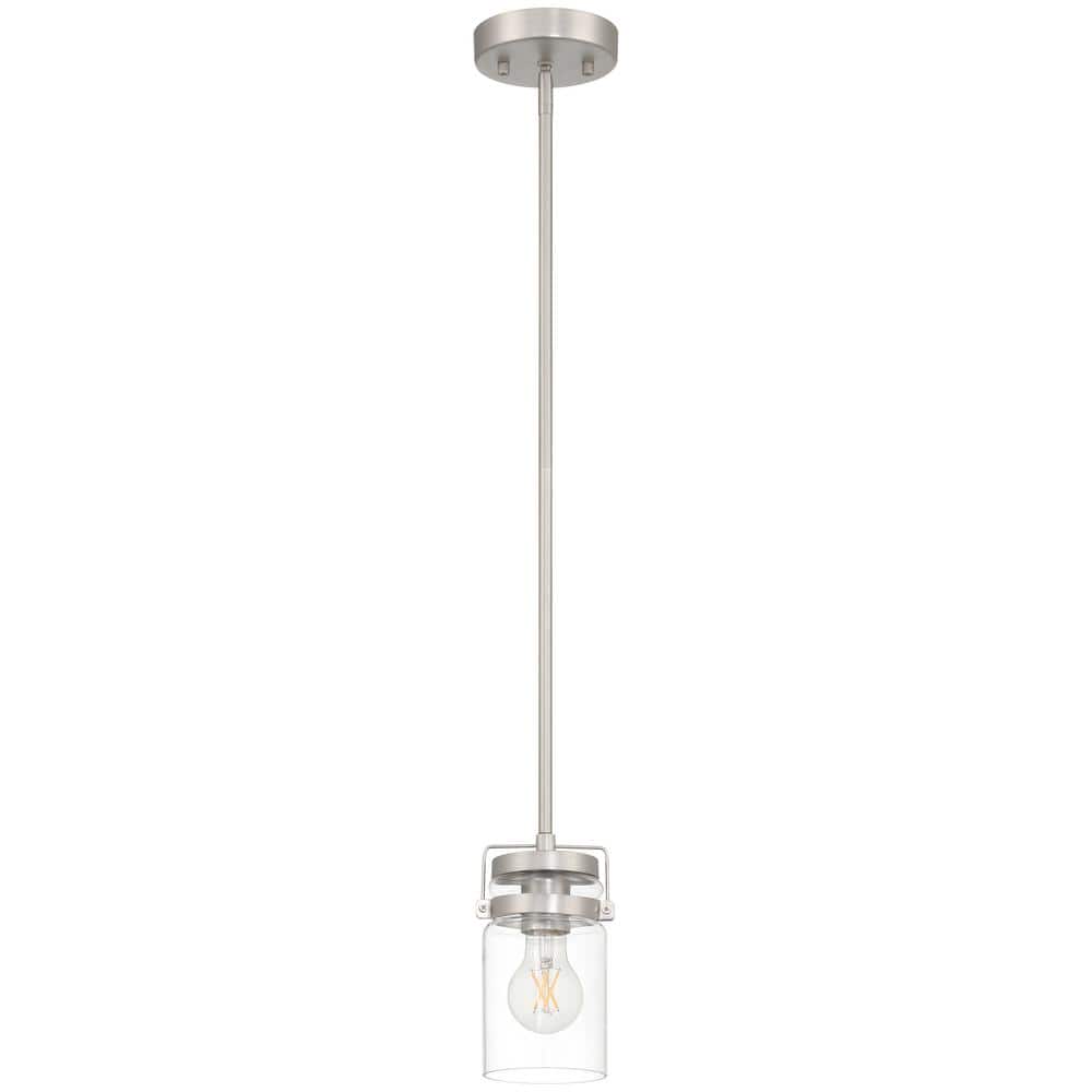 Shelby 60-Watt 1-Light Brushed Steel Shaded Pendant Light