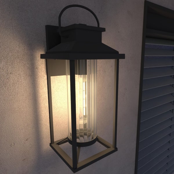 17 in. Black Outdoor Hardwired Wall Lantern Sconce Exterior Wall Light Fixture with No Bulbs Included (2-Pack)