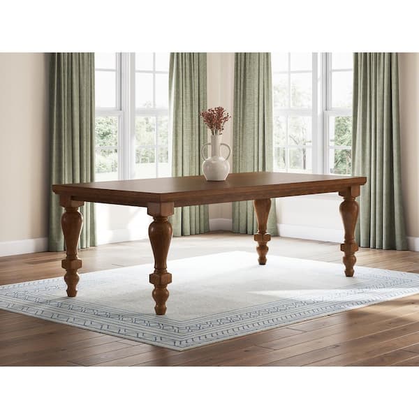 Chadworth Traditional Light Brown Wood 86 in. 4 Legs Dining Table Seats 8