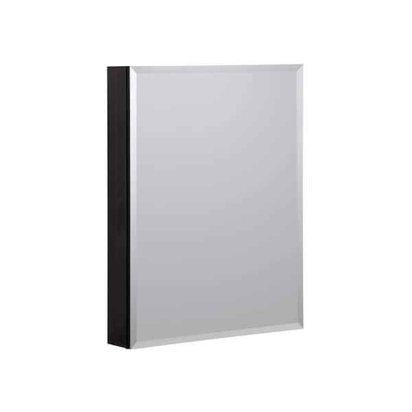 CRAFT + MAIN Reflections 23 in. W x 30 in. H Rectangular Aluminum Medicine Cabinet with Mirror in Black