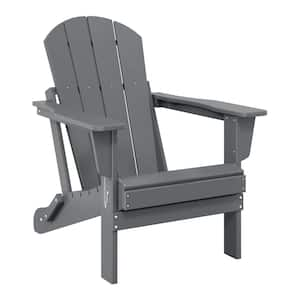 Laguna Fade Resistant Outdoor Patio HDPE Poly Plastic Classic Folding Adirondack Lawn Chair in Gray