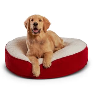 Scout Deluxe Round Small Crimson Sherpa Dog Bed