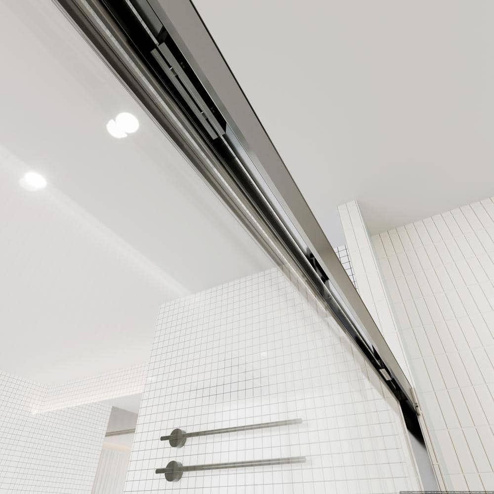 Chrome Double-Sliding Shower Door with Clear Glass Panels