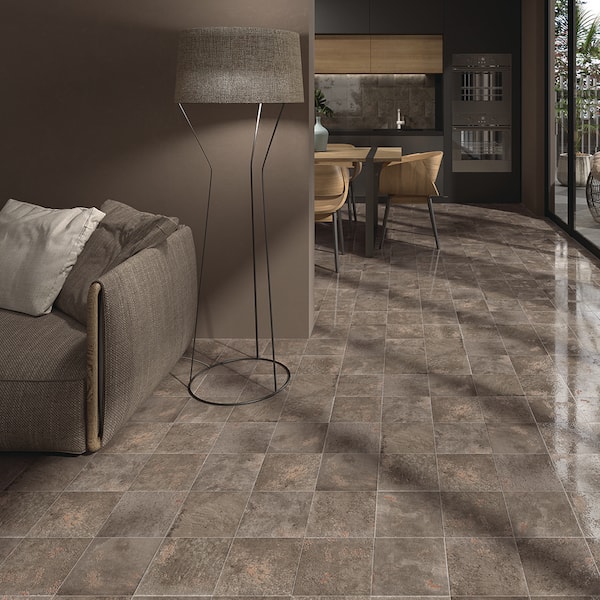 Farmstead Gray 8 in. x 8 in. Textured Porcelain Concrete Look Wall and Floor Tile (10.763 sq. ft. /Case)