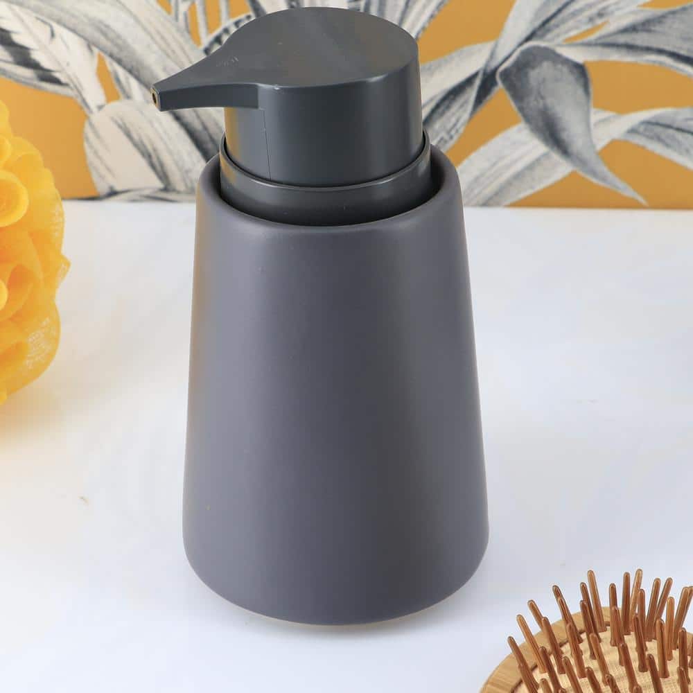Gray 4-Piece Bathroom Accessory Set with Soap Dispenser and Holder