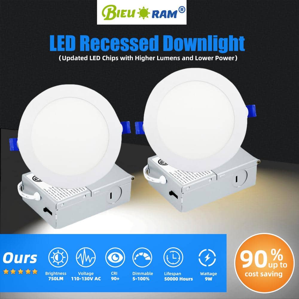 4-Inch White Aluminum Ultra Thin LED Recessed Downlight, 12 Pack