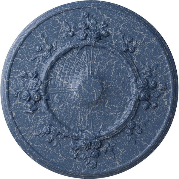 Ekena Millwork 27 in. x 1-1/8 in. Flower Urethane Ceiling Medallion (Fits Canopies up to 3-7/8 in.), Hand-Painted Americana Crackle
