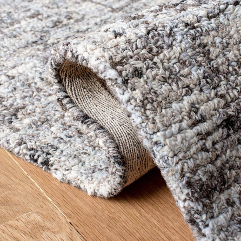 Gray and Beige 4' x 6' Handmade Wool Abstract Area Rug