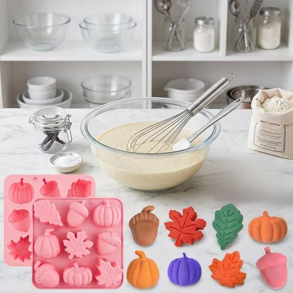 LAIFUCAM Thanksgiving Fall Silicone Molds 2 Pack 9-Cavity Pumpkin
