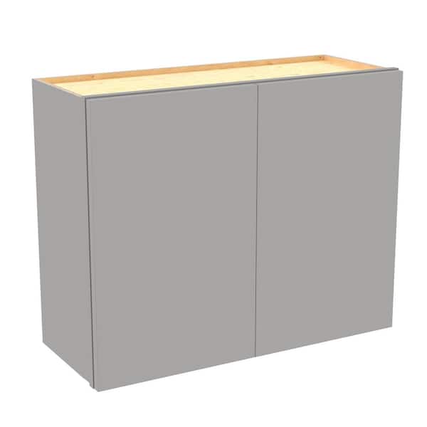 Hargrove 36 in. W x 12 in. D x 24 in. H Assembled Plywood Wall Bridge Kitchen Cabinet in Veiled Gray with Soft Close