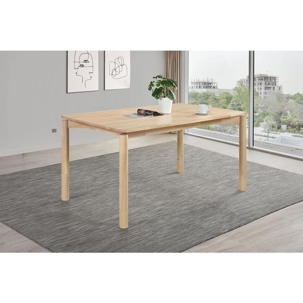 Parkridge Mid-century Modern White Washed Wood Top 59 in. 4 Legs Dining Table Seats 6