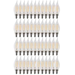 100W Equivalent BA10 E12 Candelabra Dimmable Filament CEC Clear Chandelier LED Light Bulb Bright White 3000K (48-Pack)