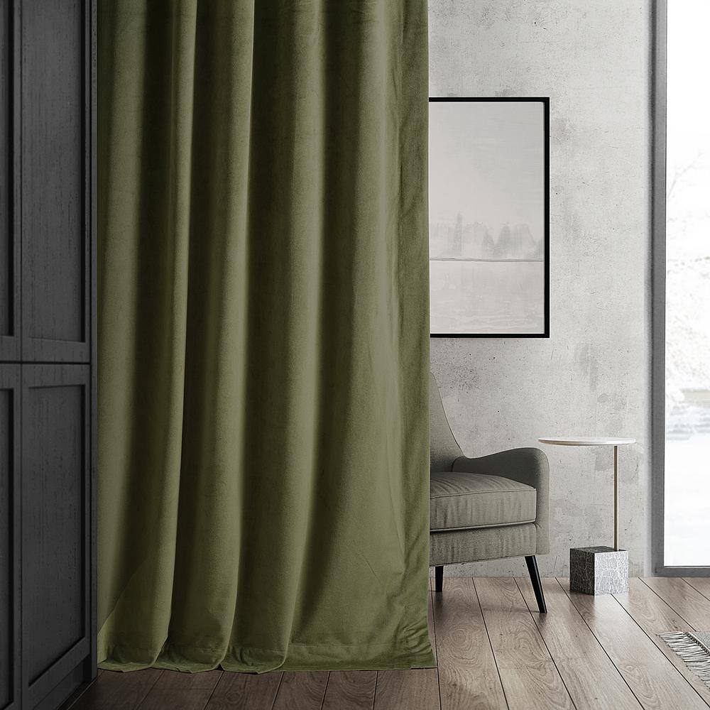 Hunter Green Velvet Blackout Curtain Panel 50W x 120L