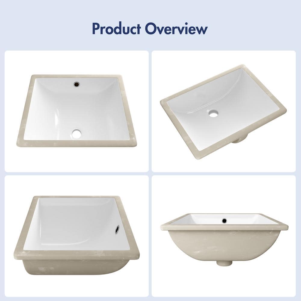 Denbigh 18" White Ceramic Rectangular Undermount Bathroom Sink