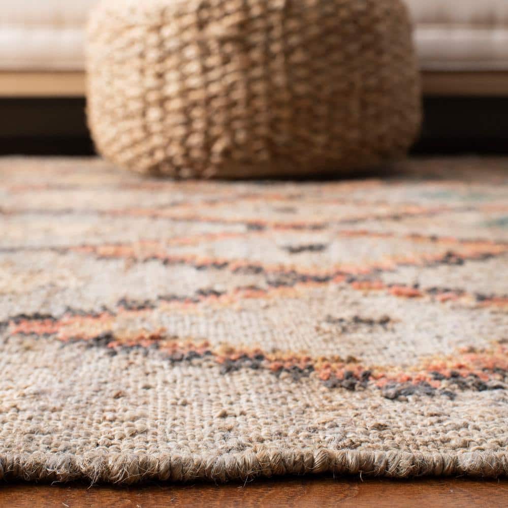 54" Beige and Gold Handmade Cotton Flat Woven Area Rug