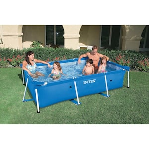 7 ft. x 5 ft. Rectangle Frame Above Ground 86 in. D Splash Swimming Pool with Intex Filter Pump