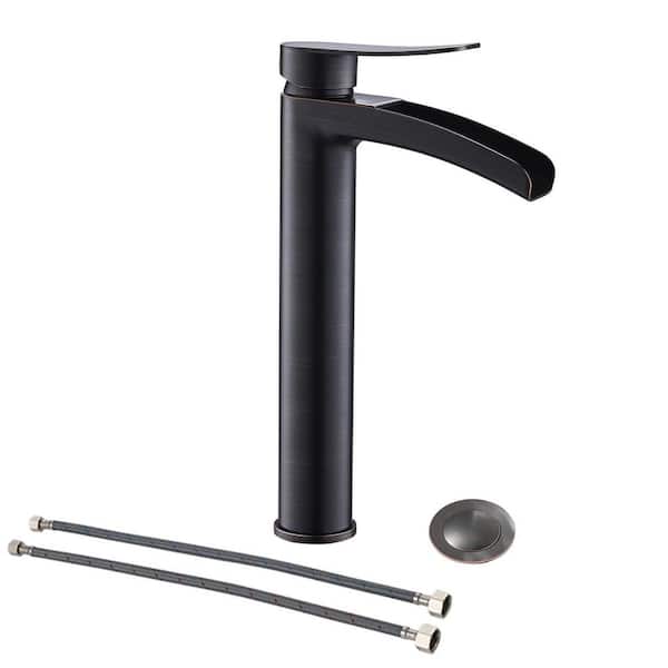 Phiestina Waterfall Single Handle Oil Rubbed Bronze Bathroom Faucet for Vessel Sink