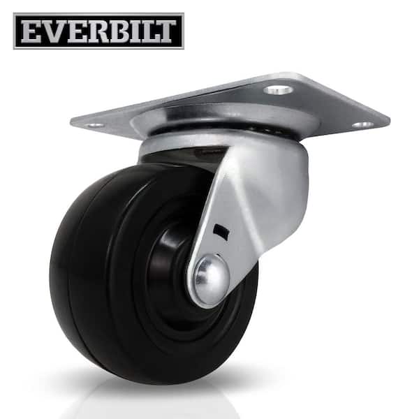 Everbilt 4 in. Black Soft Rubber and Steel Swivel Plate Caster with 225 lbs. Load Rating