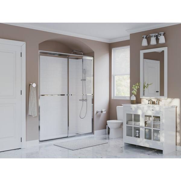 Coastal Shower Doors Paragon 42 in. to 43.5 in. x 70 in. Framed Sliding Shower Door with Towel Bar in Chrome and Clear Glass