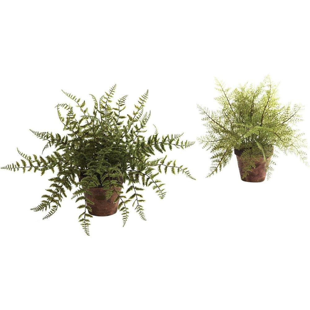34 in. Green Fern Artificial Plant 2-Pack