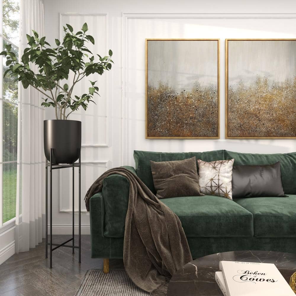 Modern Capsule-Shaped Black Iron Floor Planter with Stand