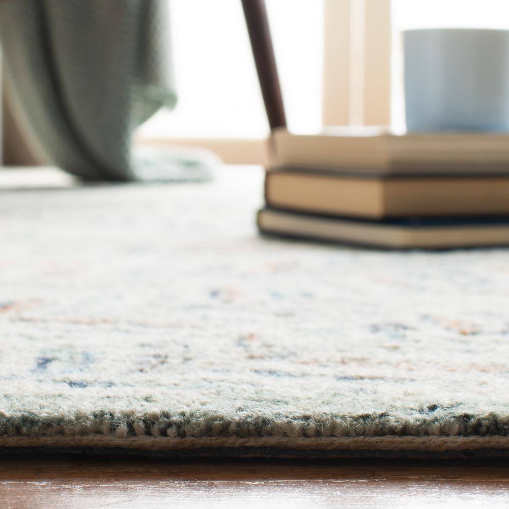 Capri Blue and Ivory Hand-Tufted Wool Square Rug